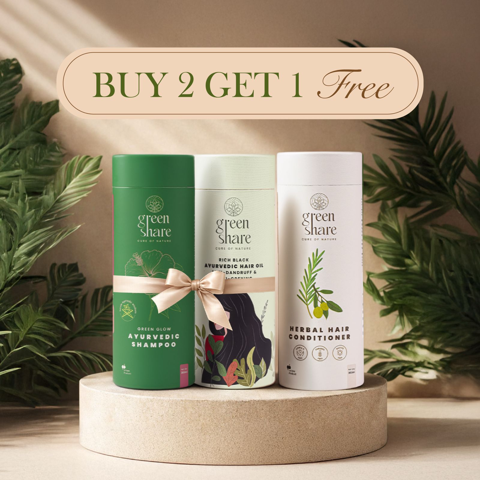 Rich Black Ayurvedic Hair oil & Green Glow Ayurvedic Shampoo Combo