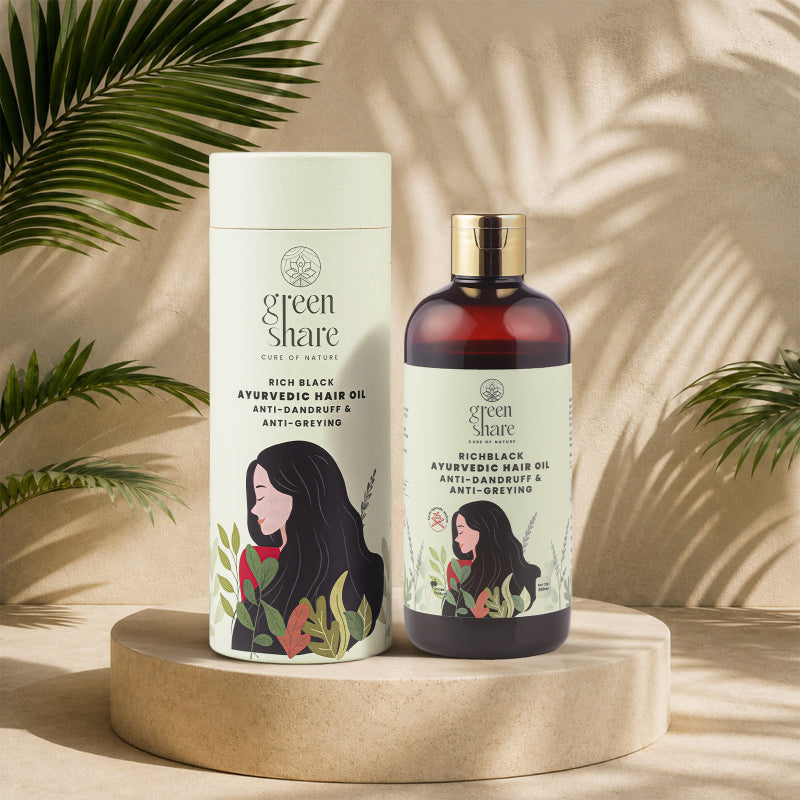Rich Black Ayurvedic Hair oil & Green Glow Ayurvedic Shampoo Combo