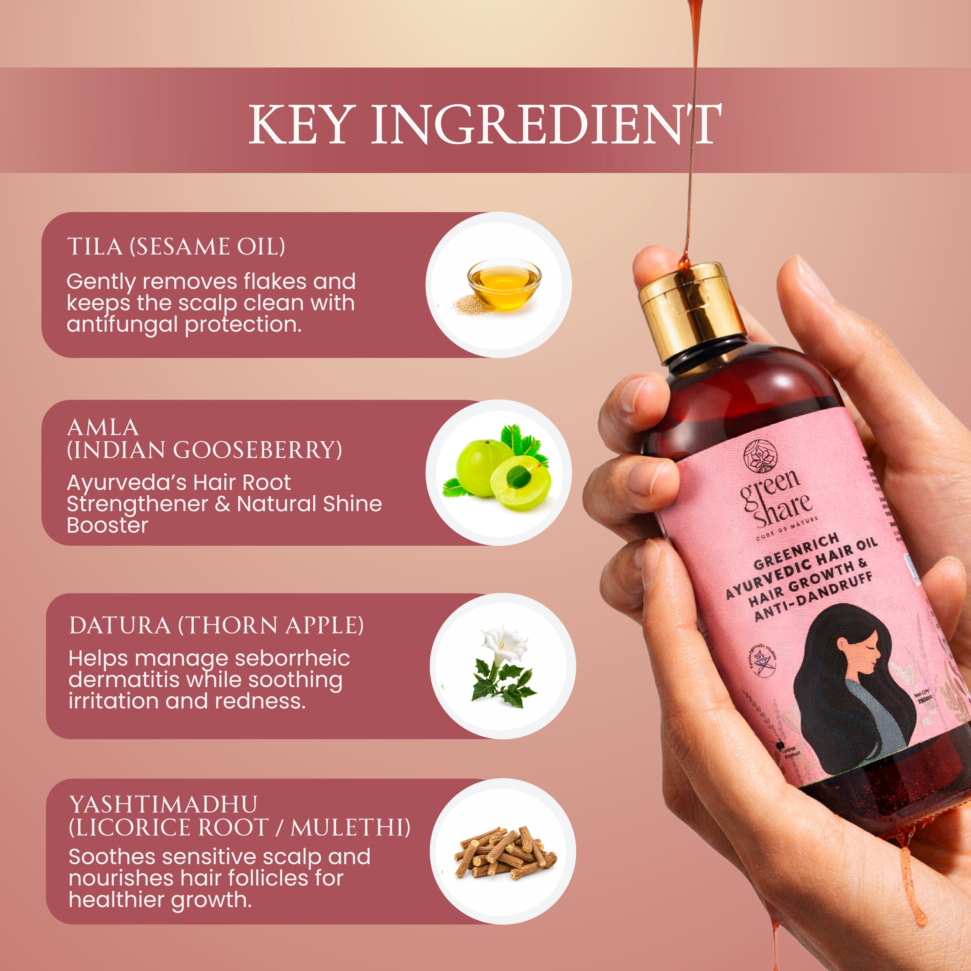 Green Rich Ayurvedic Hair Oil - Hair Growth & Anti Dandruff