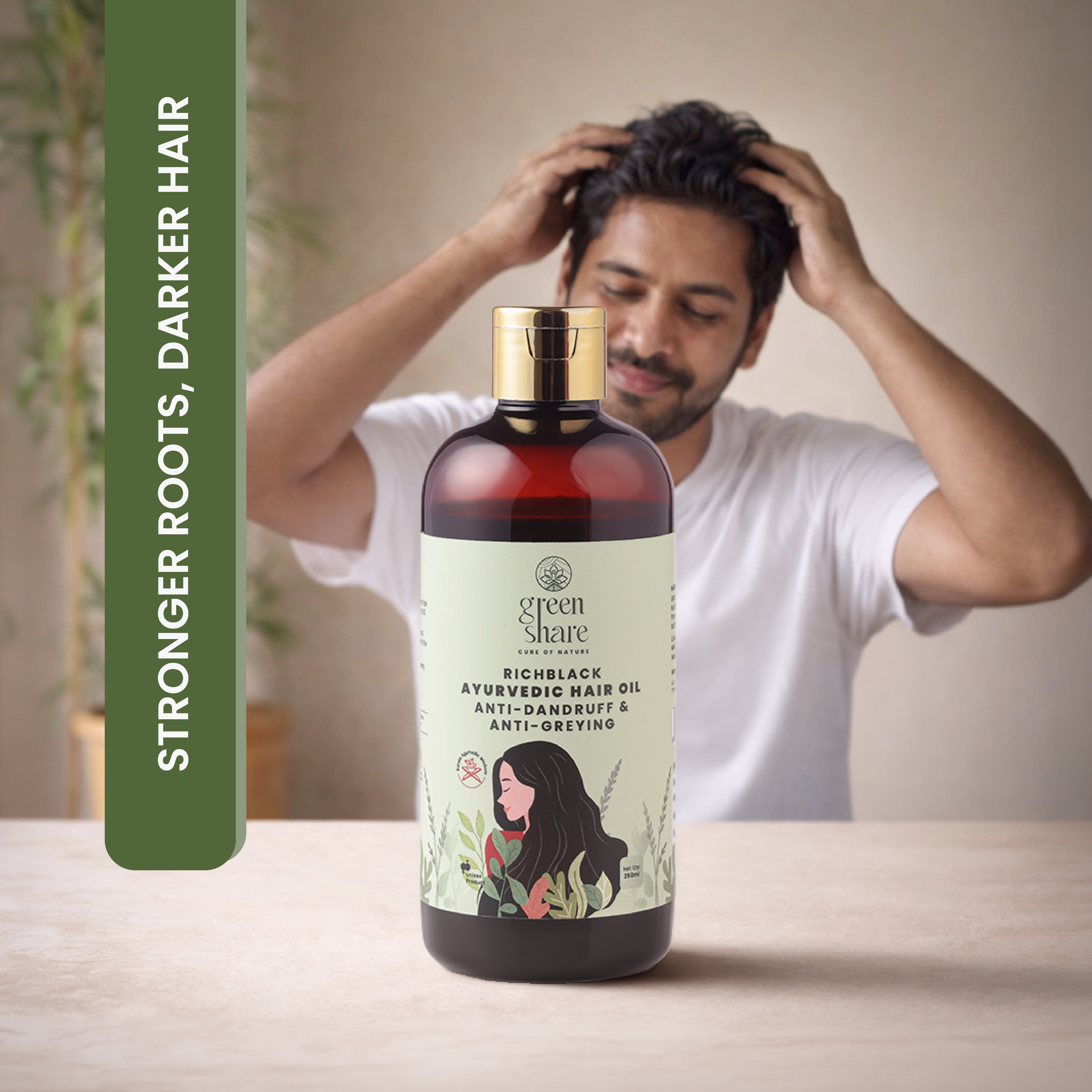 Rich Black Ayurvedic Hair Oil - Anti Dandruff & Anti Greying
