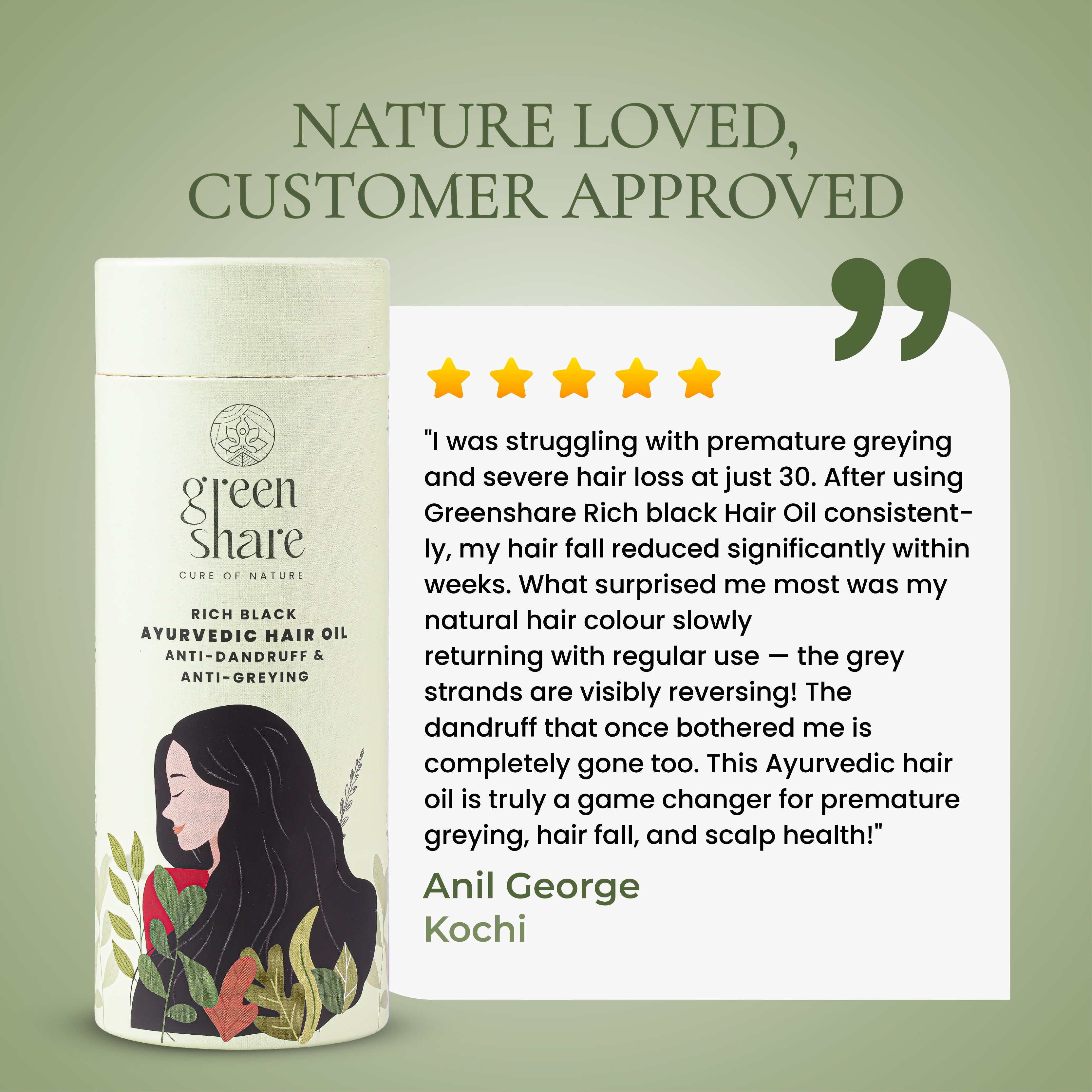 Rich Black Ayurvedic Hair Oil - Anti Dandruff & Anti Greying