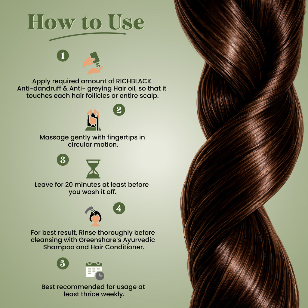 Rich Black Ayurvedic Hair Oil - Anti Dandruff & Anti Greying